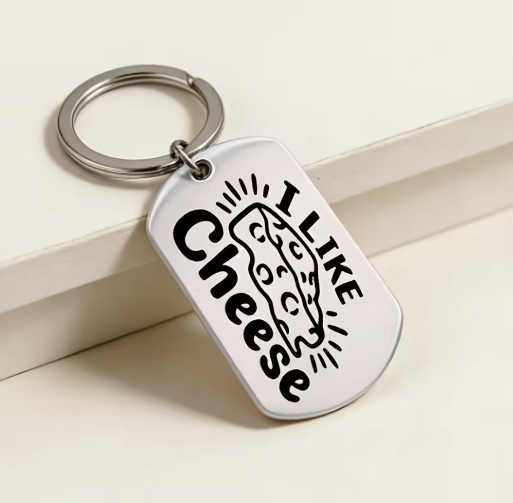 3/$25 I Like Cheese Stainless Steel Keychain NEW